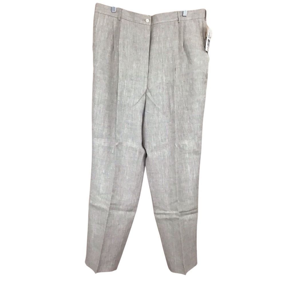 Vintage Jessica Holbrook‎ Khaki Linen Pleated Slacks 22W QVC NOS